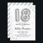 18th Birthday - Silver Balloons Invitation<br><div class="desc">18th birthday party invitation. Elegant design in faux glitter silver. Invite card features silver number 18 balloons and script font. Perfect for a stylish bday celebration. Message me if you need custom age.</div>