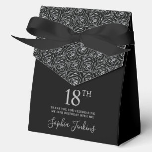 18th Birthday Silver Glitter Roses Thank You Favour Box