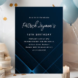 18th Birthday Simple Modern Dark Blue Geometric Invitation<br><div class="desc">Modern and Minimalist Dark Blue 18th Birthday Invitation with a sophisticated neon geometric pattern. Bright white text on the dark blue background really pops.</div>