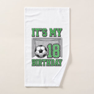 18th Birthday Soccer Vintage Hand Towel