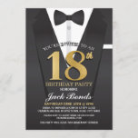 18th Birthday Spy Suit Black tie Gold Invitation<br><div class="desc">18th Birthday Spy Suit Black tie Gold Invitation

SIMPLY CHANGE THE TEXT TO SUIT YOUR PARTY. Back print included.</div>