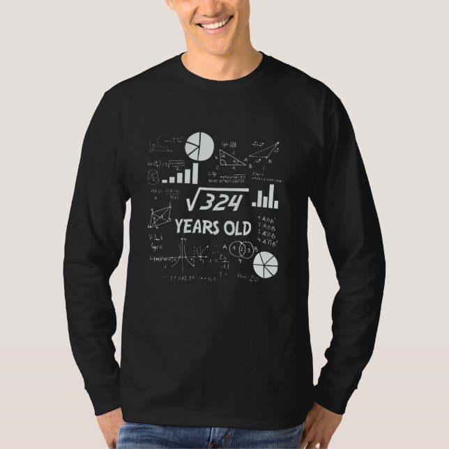 18th Birthday Square Root Math 18 Years Old Bday T-Shirt (Front)