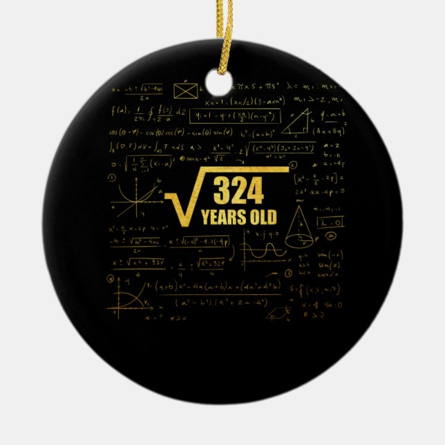 18th Birthday Square Root of  324 18 Years Old Ceramic Tree Decoration (Front)