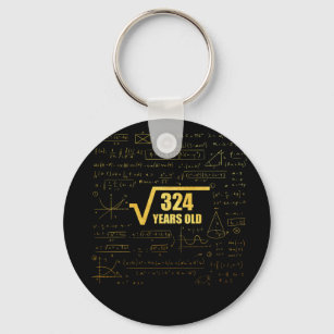 18th Birthday Square Root of  324 18 Years Old Key Ring