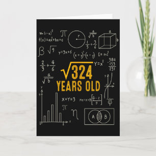 18th Birthday Square Root Of 324 Love Math 18 Year Card