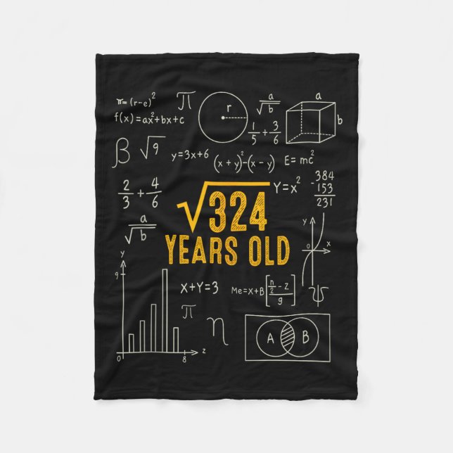 18th Birthday Square Root Of 324 Love Math 18 Year Fleece Blanket (Front)