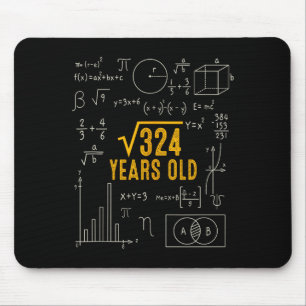 18th Birthday Square Root Of 324 Love Math 18 Year Mouse Mat