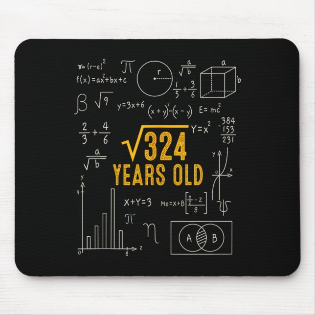 18th Birthday Square Root Of 324 Love Math 18 Year Mouse Mat (Front)