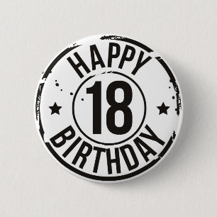 18TH BIRTHDAY STAMP EFFECT 6 CM ROUND BADGE