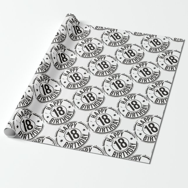 18TH BIRTHDAY STAMP EFFECT WRAPPING PAPER (Unrolled)