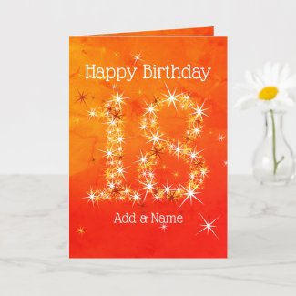 18th Birthday - Star Number Red Orange Glow Age 18