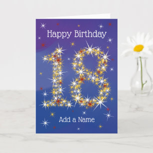 18th Birthday - Star Numbers - Blue - Age 18 Card