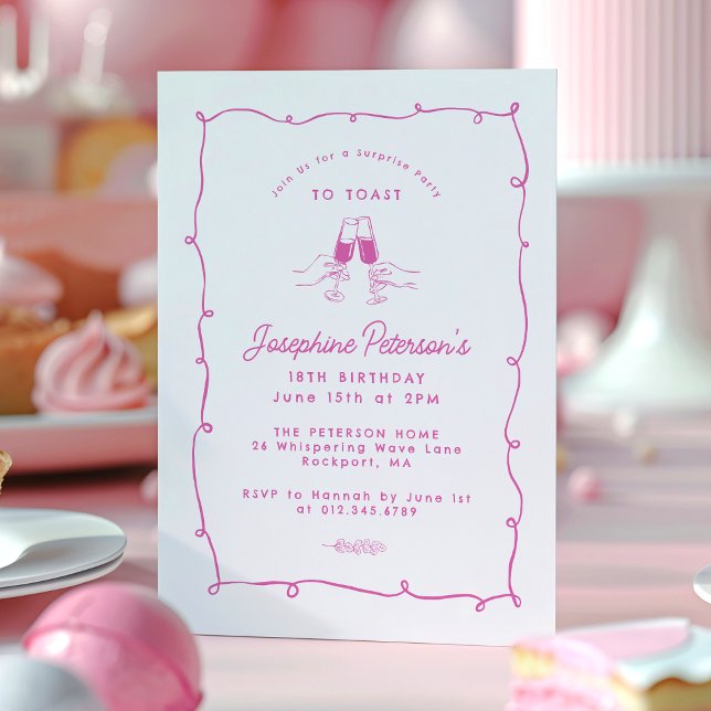 18th Birthday Surprise Party Whimsical Doodle  Invitation (Creator Uploaded)