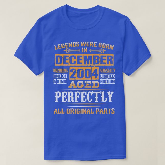 18th Birthday Tee Legends Born In December 2004 18 (Design Front)