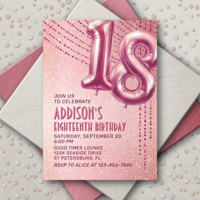 18th Birthday Teen Girl Rose Gold Invitation (Creator Uploaded)