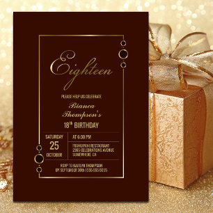 18th Birthday Terracotta with Gold Frame Party Invitation