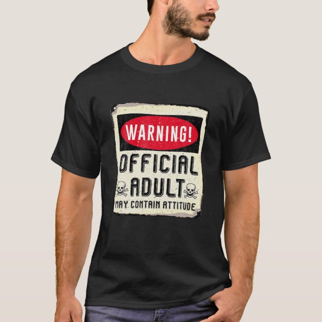 18th Birthday Warning Official Adult May Contain T-Shirt (Front)