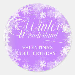 18th Birthday Winter Wonderland Snowflake Favour Classic Round Sticker