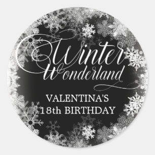 18th Birthday Winter Wonderland Snowflake Favour Classic Round Sticker