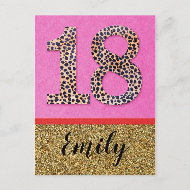 18th - Birthday wishes card fashion girl glitter (Front)