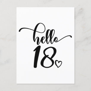 18th Birthday Women Hello 18 Cute 18 Years Old Postcard