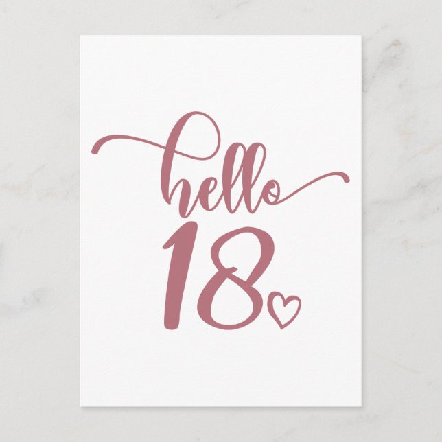 18th Birthday Women Hello 18 Cute 18 Years Old Postcard (Front)