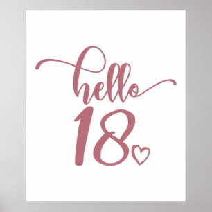 18th Birthday Women Hello 18 Cute 18 Years Old Poster
