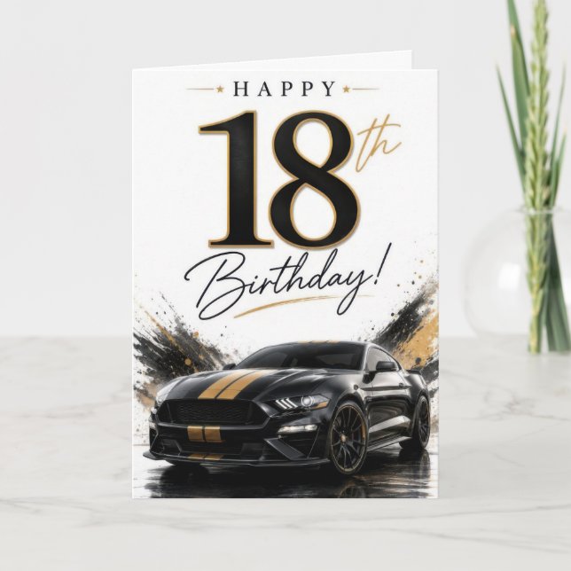 18th Boy Car Birthday Card (Front)