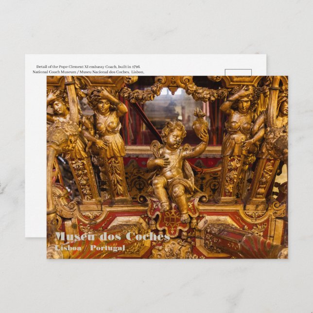 18th c. Coach detail. Museu dos Coches. Lisbon Postcard (Front/Back)