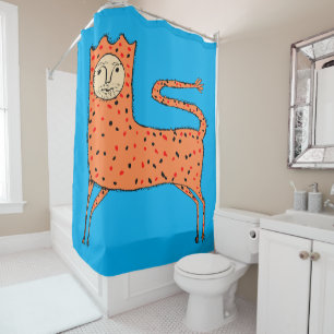 18th C English Primitive Lion Shower Curtain