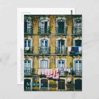 18th c rundown building in Alfama district. Lisbon Postcard