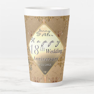 18th Cat's Eye Wedding Anniversary  Latte Mug