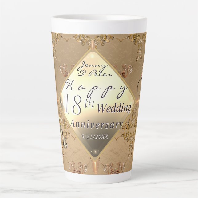 18th Cat's Eye Wedding Anniversary  Latte Mug (Front)