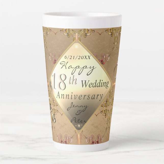 18th Cat's Eye Wedding Anniversary  Latte Mug (Front)