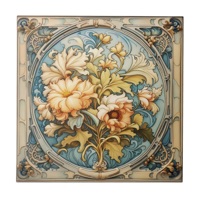 18th century art Nouveau ceramic tile (Front)