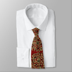 18th Century Baroque Rococo Vine & Birds Pattern Tie