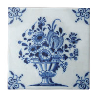 18th Century Dutch Delft Flower Arrangement Repro