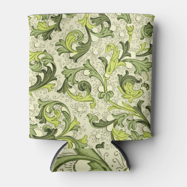 18th Century: Floral Antique Wallpaper. Can Cooler (Front)