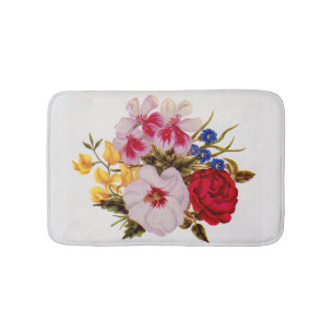 18th century flower bouquet flower arrangement bath mat