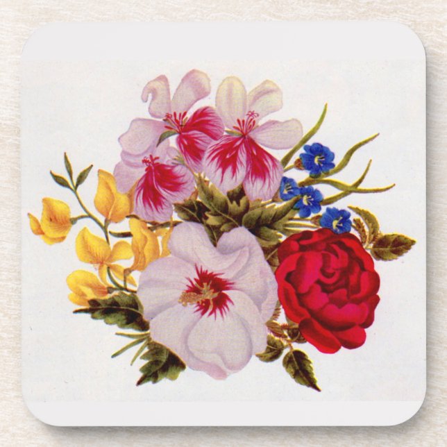 18th century flower bouquet flower arrangement coaster (Front)