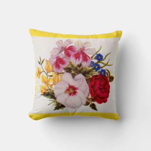 18th century flower bouquet flower arrangement cushion