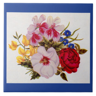 18th century flower bouquet flower arrangement tile