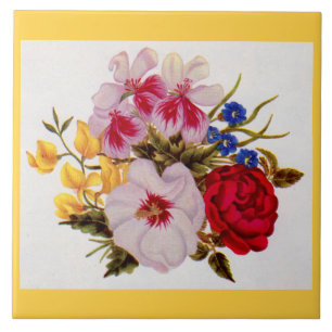 18th century flower bouquet flower arrangement tile