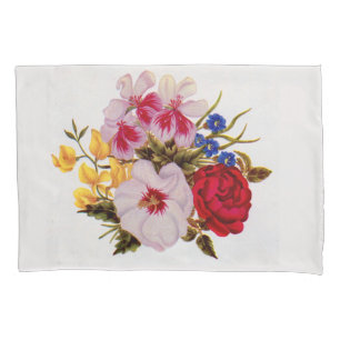 18th  century flower bouquet print pillowcase
