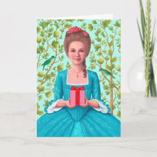 "18th Century Lady Holding a Gift." Greeting Card