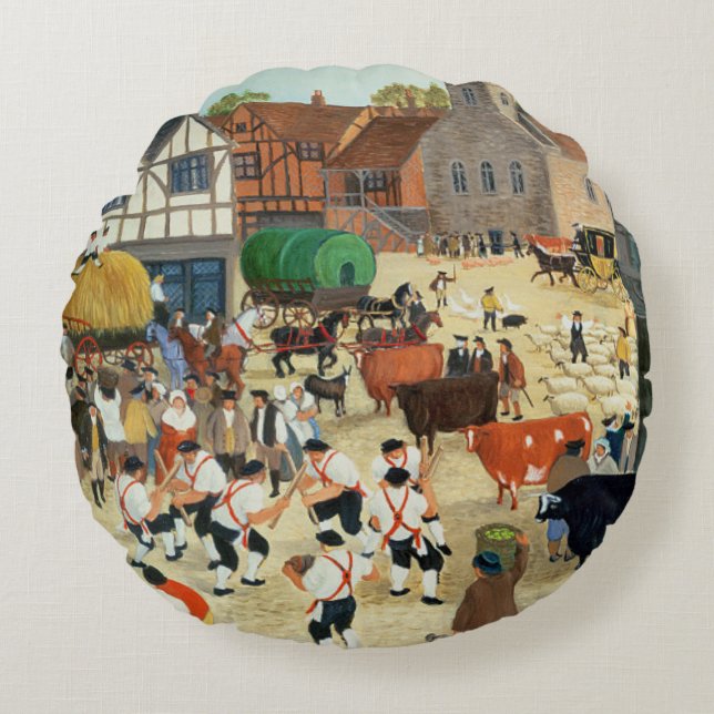 18th century Mayfair cattle market Round Cushion (Front)