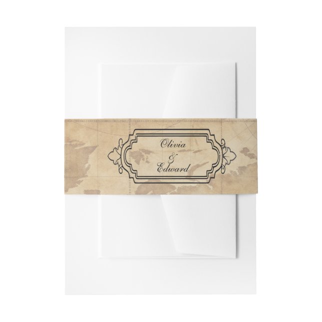 18th century parchment - wedding envelope invitation belly band (Front Example)