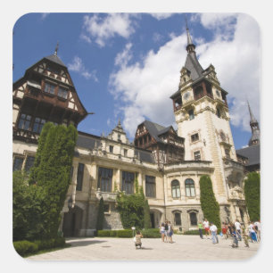 18th Century Peles Castle, Sinaia, Romania, 2 Square Sticker