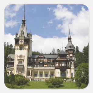 18th Century Peles Castle, Sinaia, Romania, Square Sticker