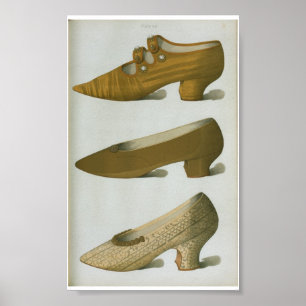 18th Century Victorian Fashion Shoe Plate X VI Poster